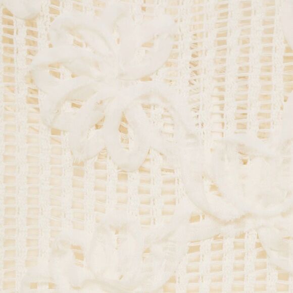 Mango Floral Appliqué Open Stitch Dress Ecru Large NEW - Picture 6 of 11